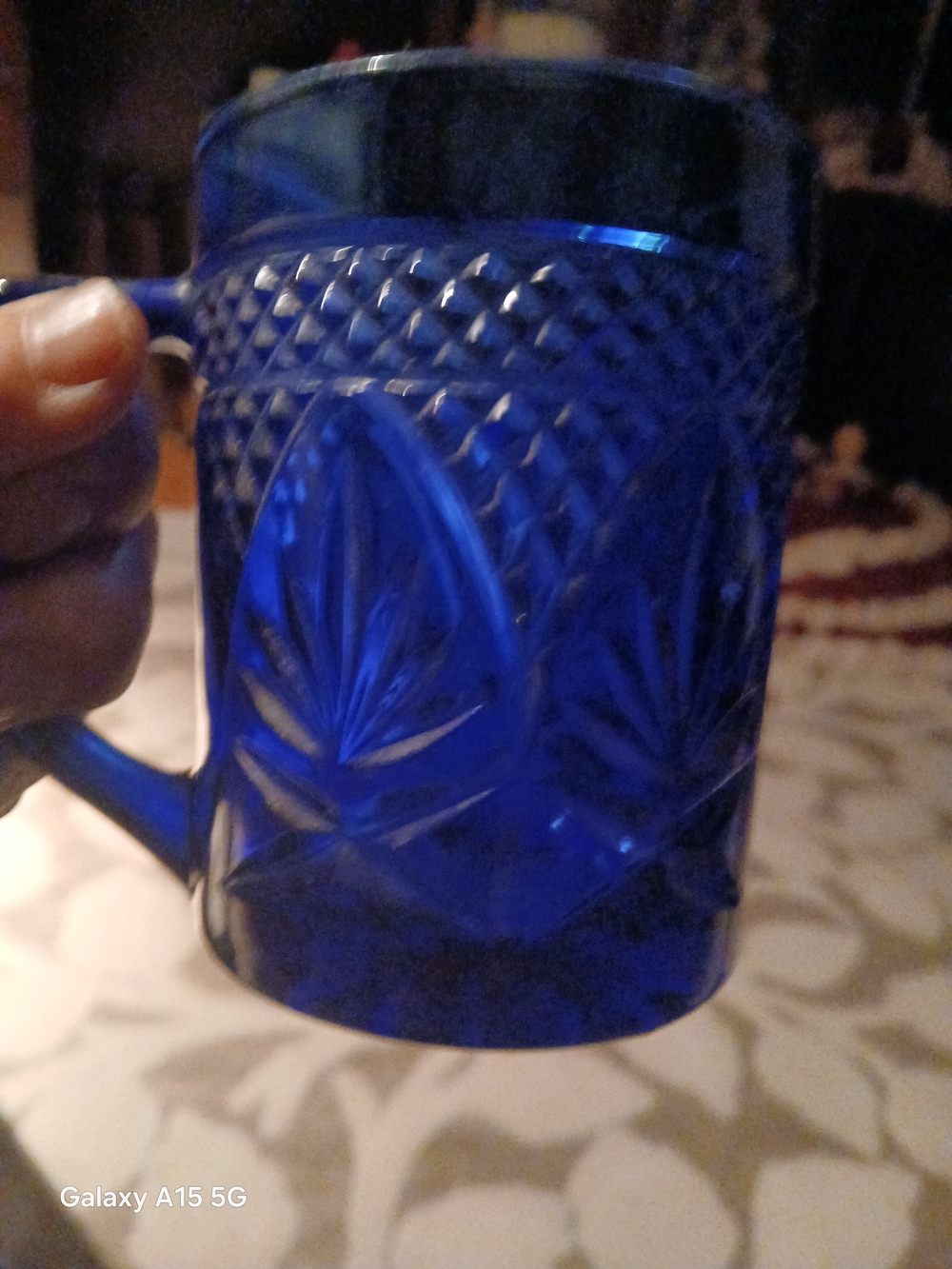 Cobalt Blue Pressed Glass Mug